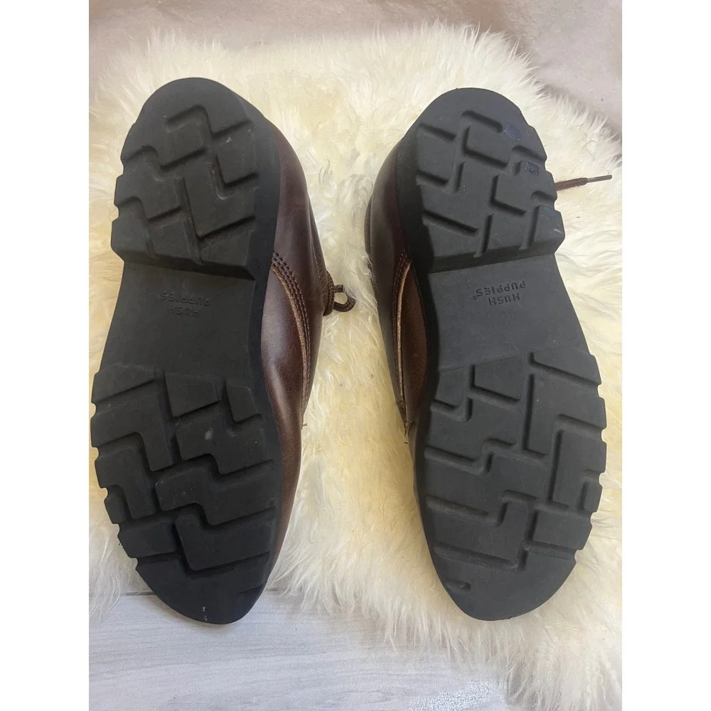 Retro Hush Puppies Brown Leather Oxford Shoes‎ Sz 5.5 Lug Sole H30330 Workwear